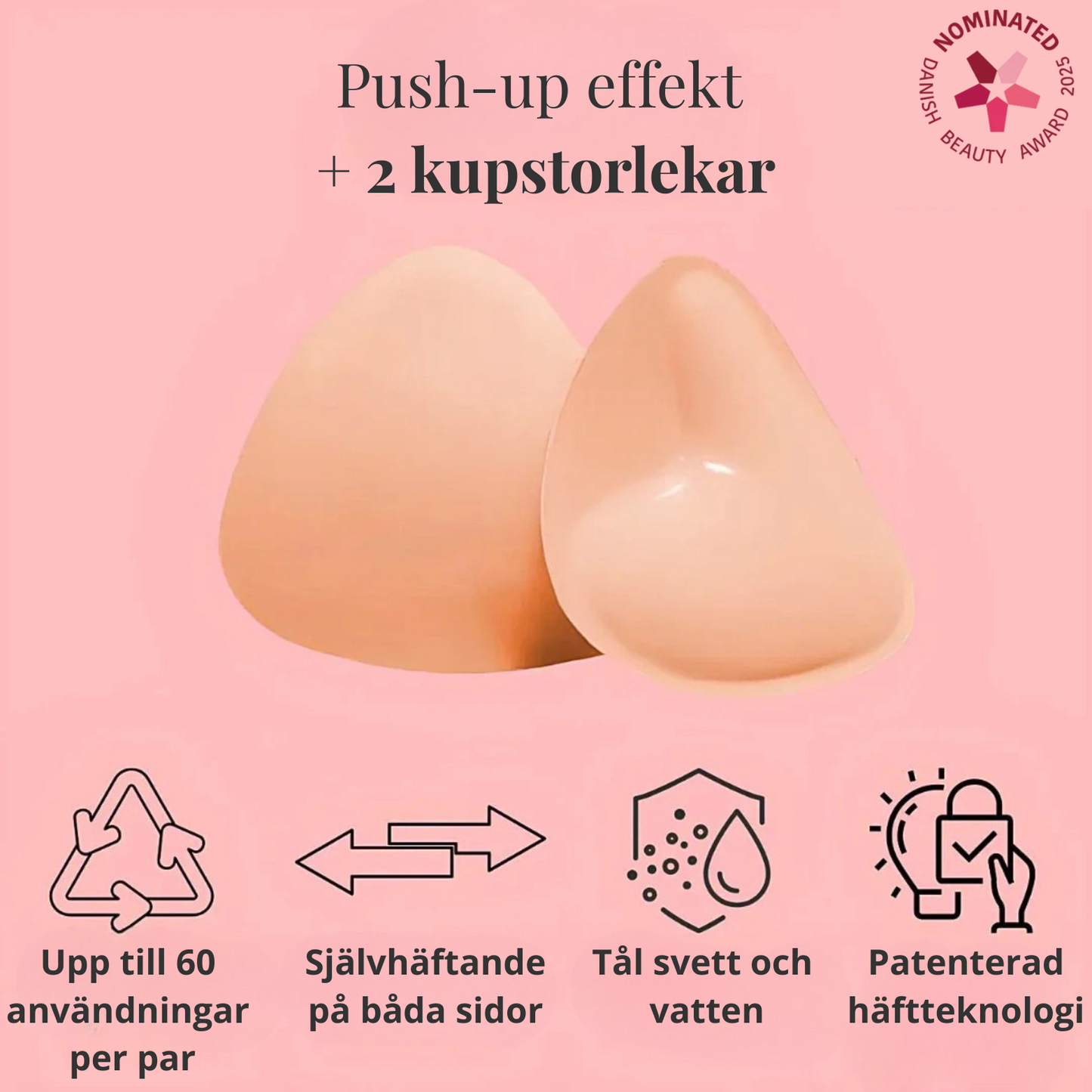 Självhäftande inlägg med push up